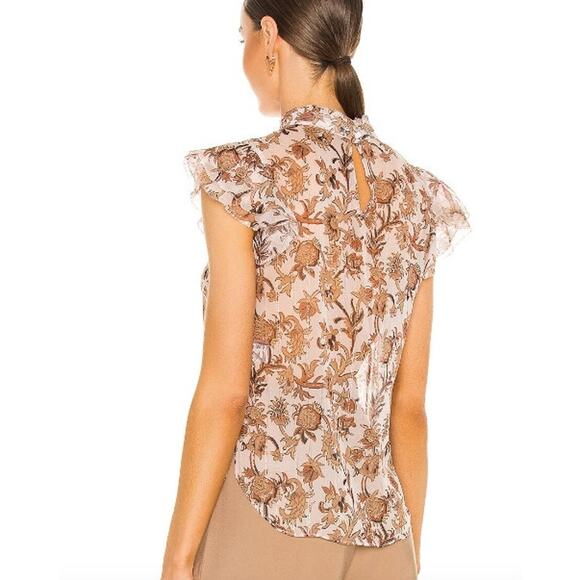 Veronica Beard NWT Blush Multicolor Luciana Floral Metallic Silk Top Size 6 - Picture 2 of 9